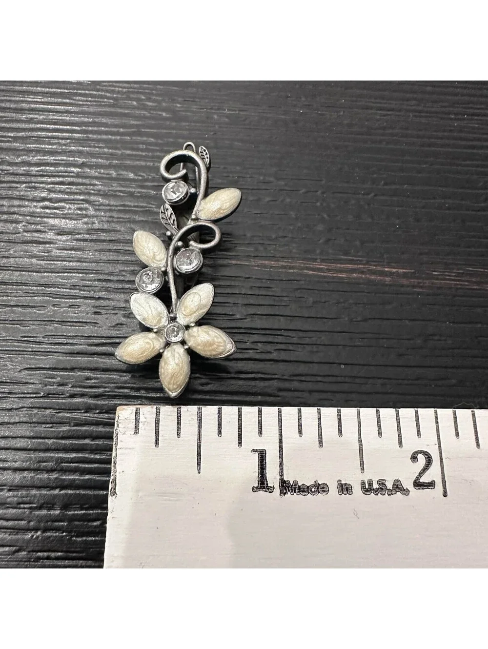Lot Of 2 Vintage Goody Silver Tone Hair Clips Floral Faux Pearl EUC